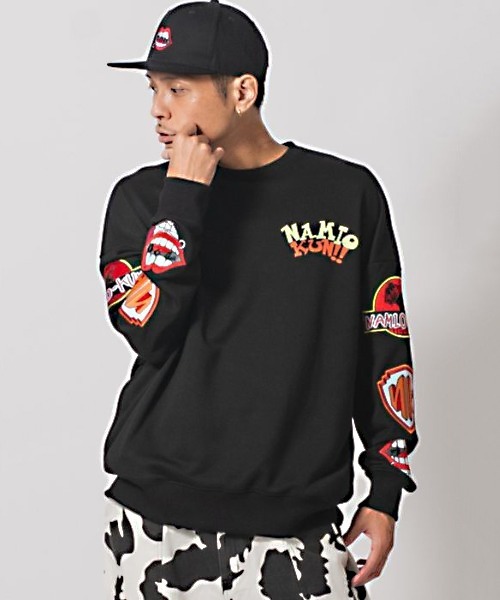 セール】なみおくん 袖ワッペントレーナー ビッグシルエット