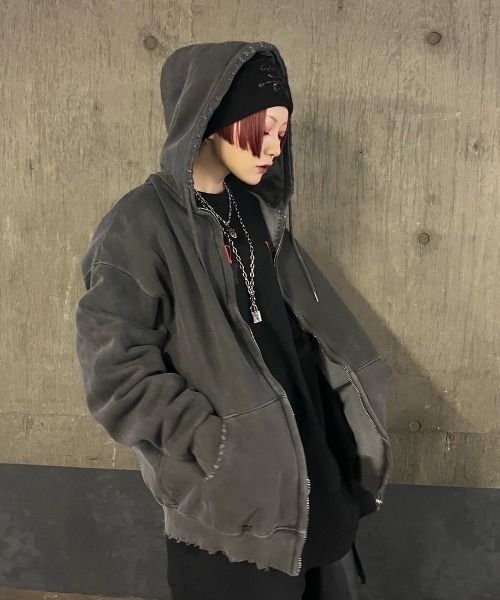 セール】【Never mind the XU】damage zip up hoodie / 【ネバー