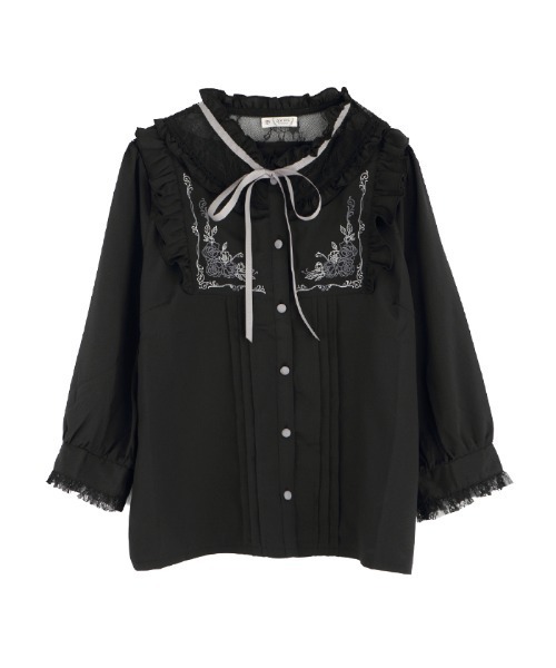 axes femme（アクシーズファム）の「クラシカル刺繍七分袖ブラウス