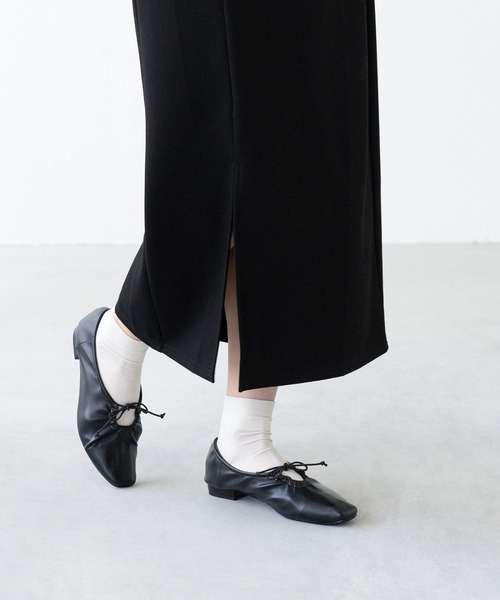 セール】リボンギャザーフラットシューズ（バレエシューズ）｜menue