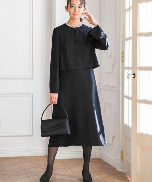 セール】【卒入学式にも使える】【喪服】ノーカラージャケット