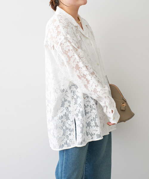 レースオープンカラーシャツ（シャツ/ブラウス）｜Spick & Span