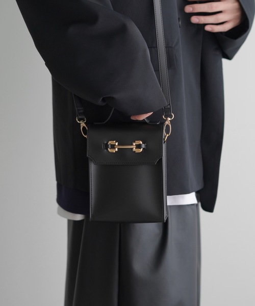 ゴールドカラーバックル スクエア ミニショルダーバッグ（ショルダー