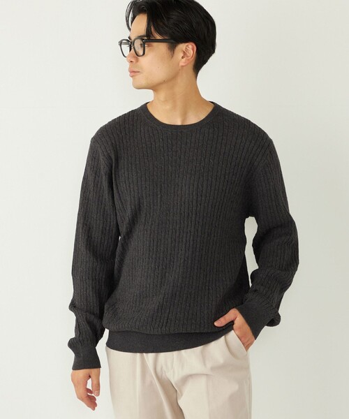 SHIPS Colors:〈洗濯機可能〉コットン カシミヤ ケーブル ニット