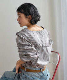 セーラートップス」に該当するレディースのシャツ/ブラウス（チェック