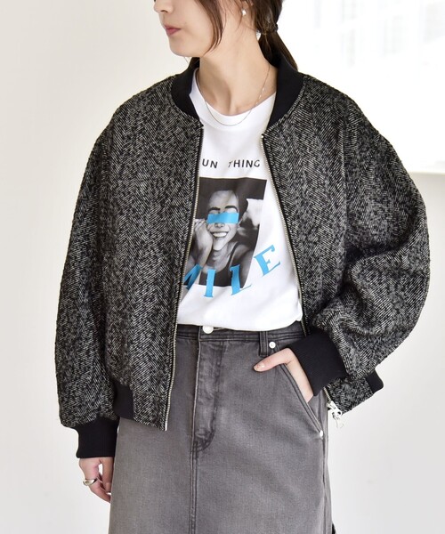 セール】quaranciel: ツイード ダブル ジップ ブルゾン（ブルゾン