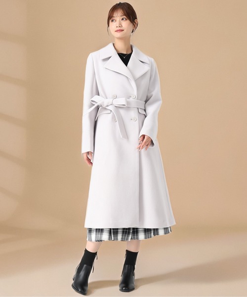 セール】2025秋冬新作 ダブルボタンAラインコート（チェスターコート