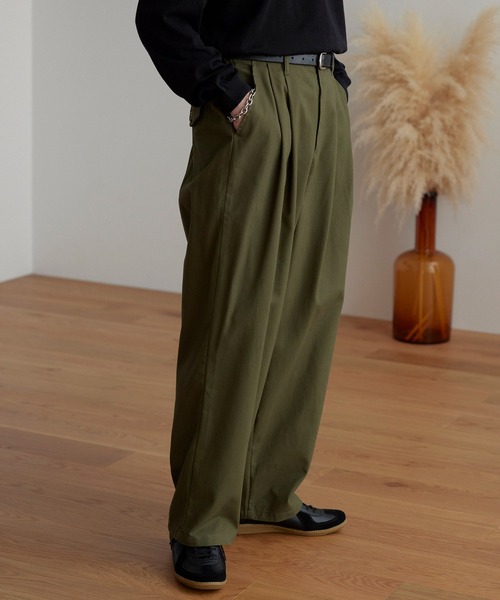 2タック ルーズワイドシルエットテーパードチノパンツ MONO-MART│MONO