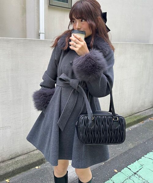 セール】2wayフェイクファーカラーフレアコート（その他アウター