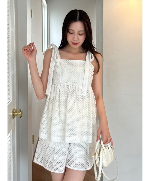 FRAY I.D（フレイアイディー）の「ショルダーリボンペプラムブラウス