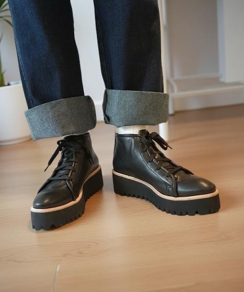 本革/厚底/6cm】キャタピラーソールレースアップブーツ（ブーツ）｜ALL
