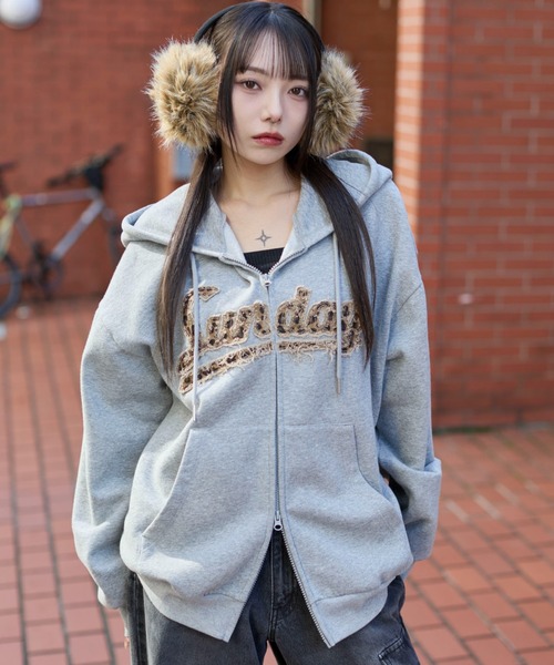 WEGO/レオパードワッペンダブルZIPパーカー（パーカー）｜WEGO