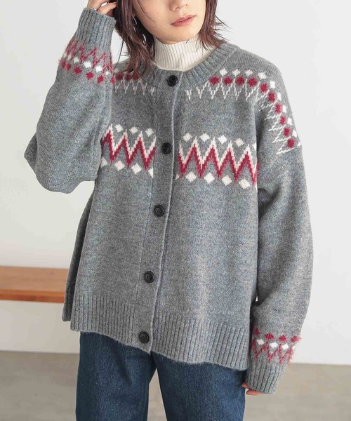 ノルディック柄ニットカーディガン』（カーディガン/ボレロ）｜n