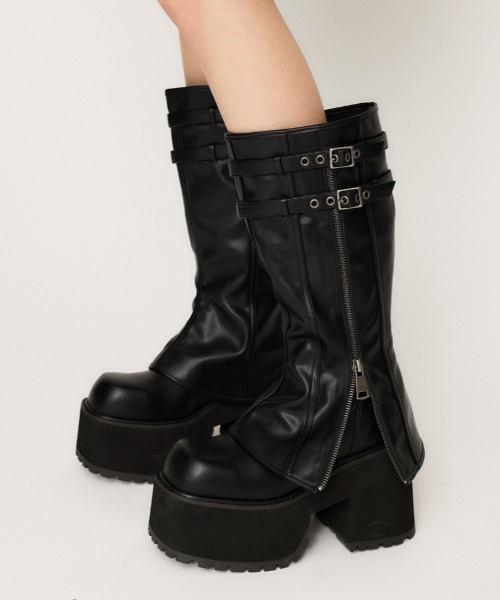 SLY（スライ）の「FRONT ZIP CHUNKY BOOTS フロントジップ チャンキー