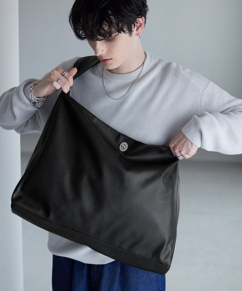 シンセティックレザー ビッグショルダー/トートバッグ MONO-MART│MONO