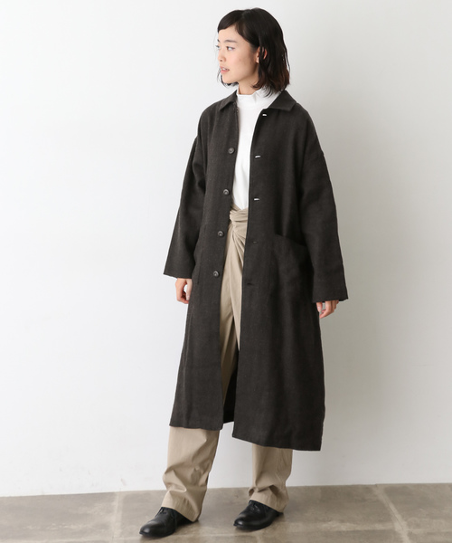 かぐれ（カグレ）の「リネンウールショップコート（ステンカラーコート
