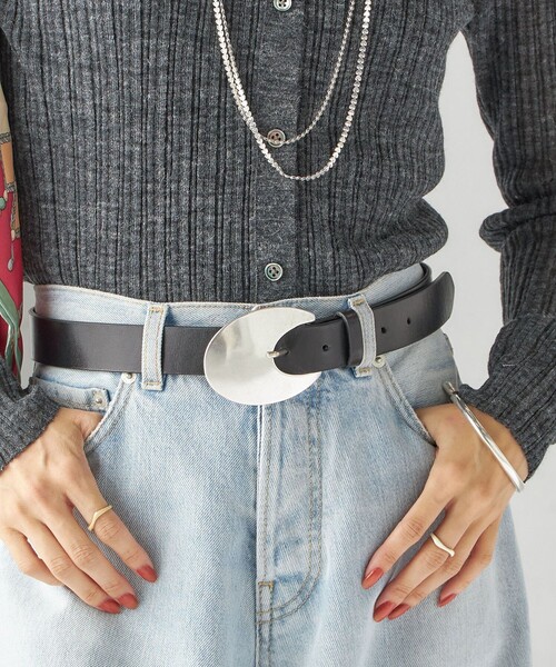 セール】LEFIJE: ラウンド ビッグ バックル ベルト（ベルト）｜LEFIJE