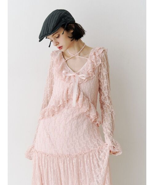 セール】ラッフルフリルレースロングワンピース（ワンピース