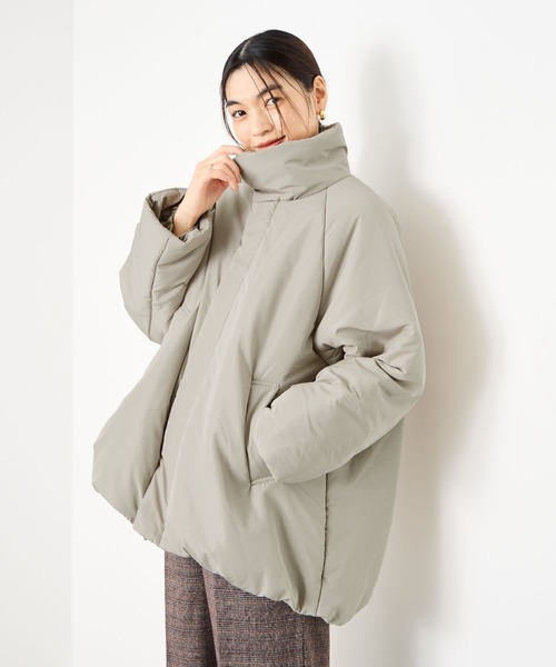 セール】Idnesスタンドカラーコクーンシルエット中綿ジャケット