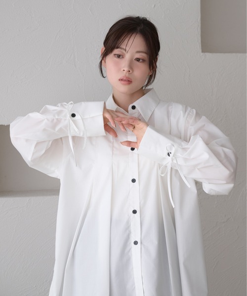 袖リボンプリーツシャツ（チュニック）｜raffime（ラフィミー）の