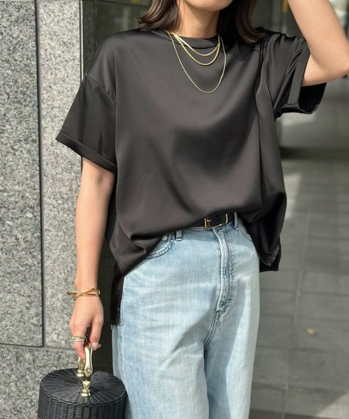 バックジップサテンTブラウス（シャツ/ブラウス）｜Emma Taylor（エマ