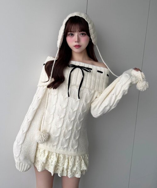 セール】【インフルエンサー企画】YUI girly cable one-piece