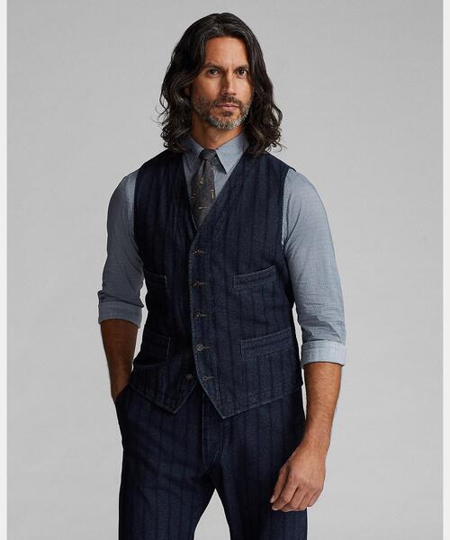 過去の名作】RRL インディゴストライプベスト XS ラルフローレン 新品