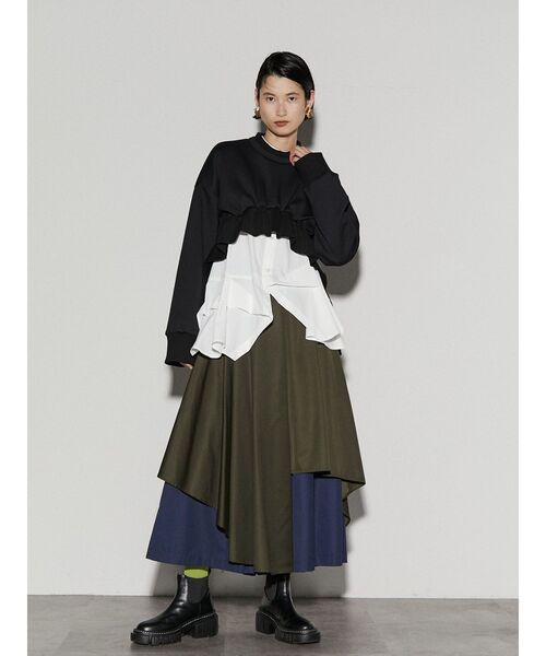 UN3D.（アンスリード）の「リブコンビショートトップ（スウェット