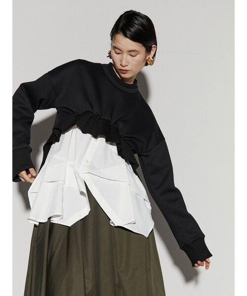 UN3D.（アンスリード）の「リブコンビショートトップ（スウェット