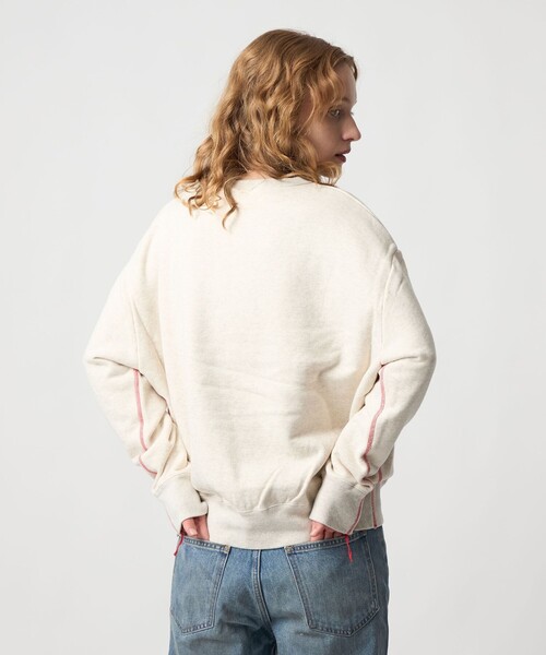 6（ロク）の「＜6(ROKU)＞コットンウラケ カラーステッチ クルーネック