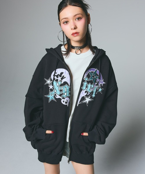 TRIBAL HEART ZIP UP SWEAT HOODIE（パーカー）｜X-girl（エックス