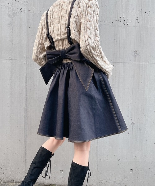 lilLilly（リルリリー）の「バックリボンデニムワンピース（ワンピース