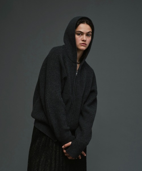 soerte（ソエルテ）の「Wool knit double zip-up hoodie/ウールニット