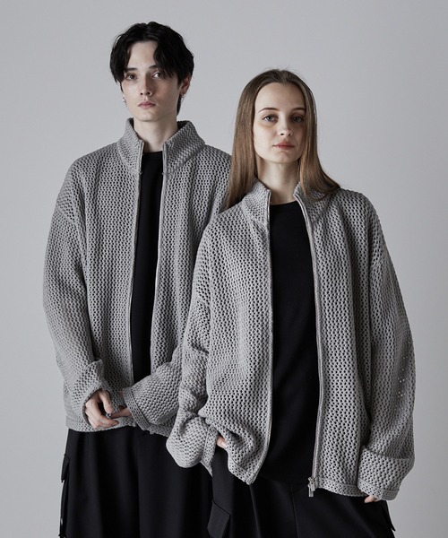 CLEL】Watermark Knitting Loose Mesh Drivers Knit/透かし編みルーズ