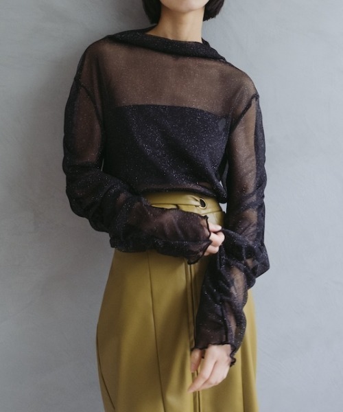 Glitter Sheer Shirring Top/グリッターシアーシャーリングトップ（T