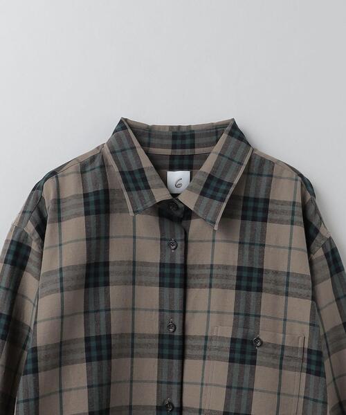 6（ロク）の「＜6(ROKU)＞毛コットン チェックシャツ（シャツ/ブラウス