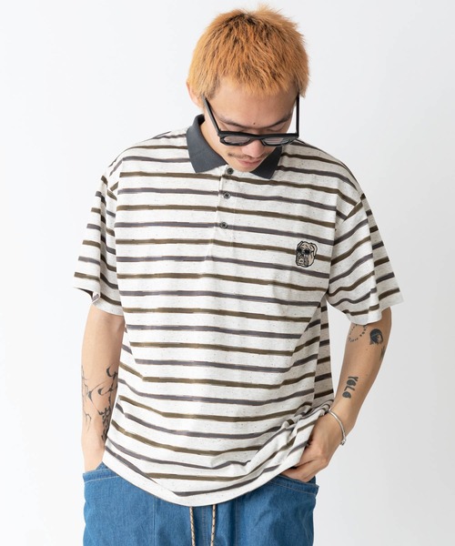 ブルドッグ刺繍ボーダーポロシャツ | ジムマスター（gym master）公式通販