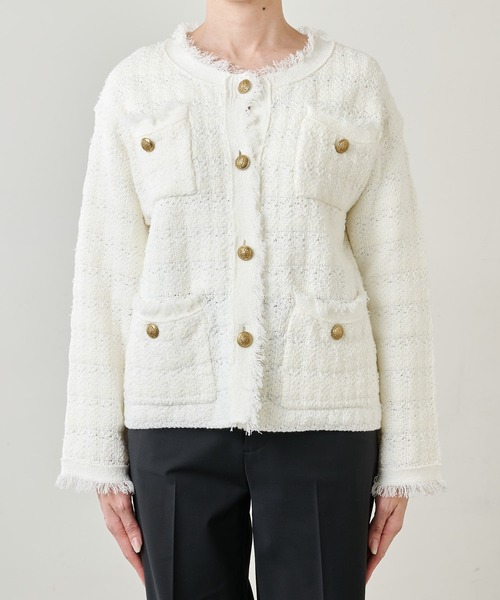 Whim Gazette（ウィムガゼット）の「ツイードニットジャケット（ノー