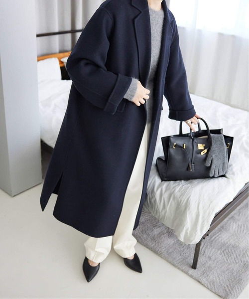 追加》souple woolダブルフェイスチェスターコート（チェスターコート