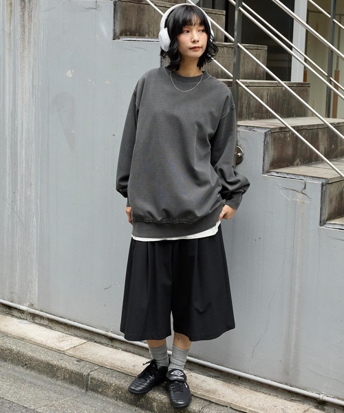 ヴィンテージ加工 ビッグシルエットダンボールクルーネックライト