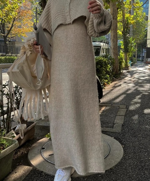 WILLFULLY（ウィルフリー）の「2piece mix color maxi knit OP