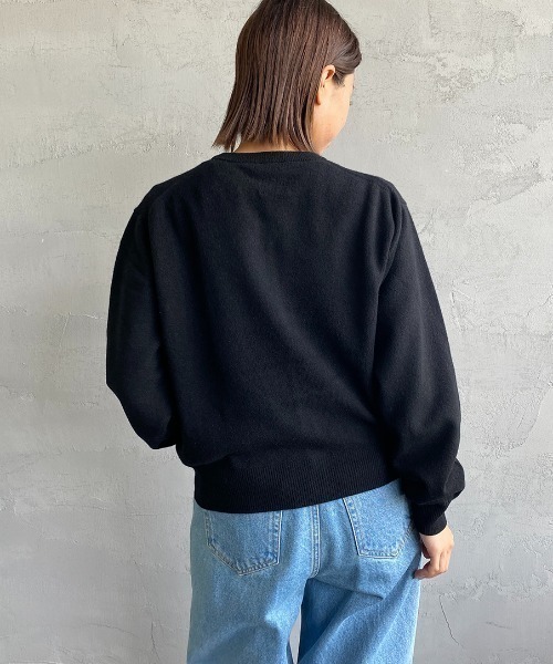 DANTON/ダントン] ワンポイントロゴ クルーネックニットカーディガン