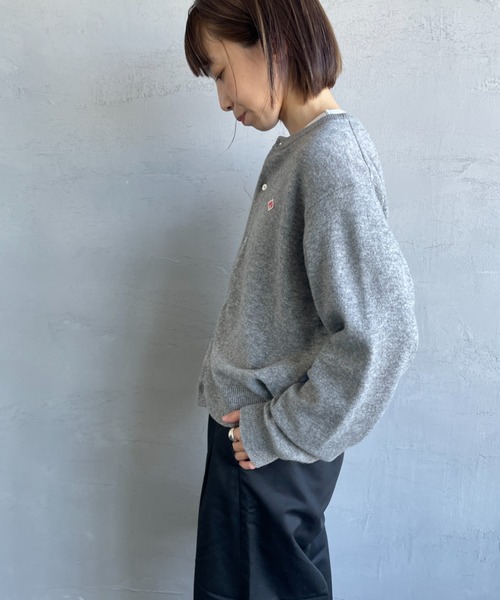 DANTON/ダントン] ワンポイントロゴ クルーネックニットカーディガン