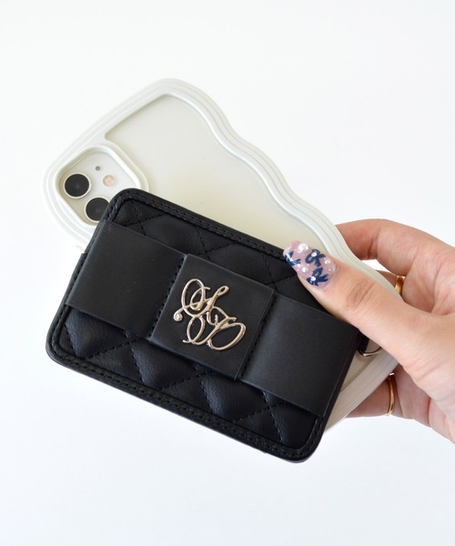 キルティング 千鳥 リール付き 定期入れ ICカード リボン パスケース