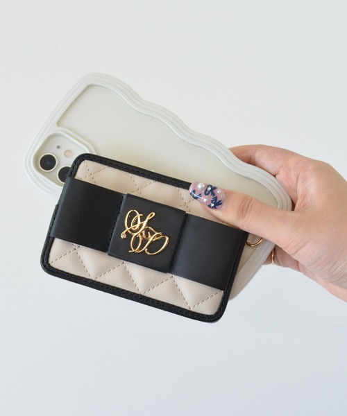 キルティング 千鳥 リール付き 定期入れ ICカード リボン パスケース