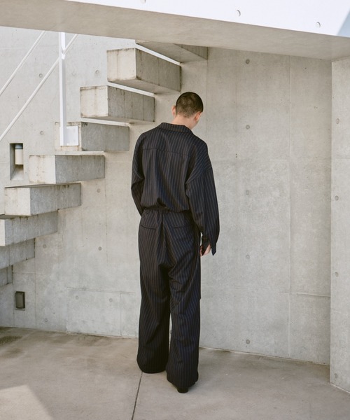 open collar belted assort l/s jump suit / 開襟ベルト付きアソート
