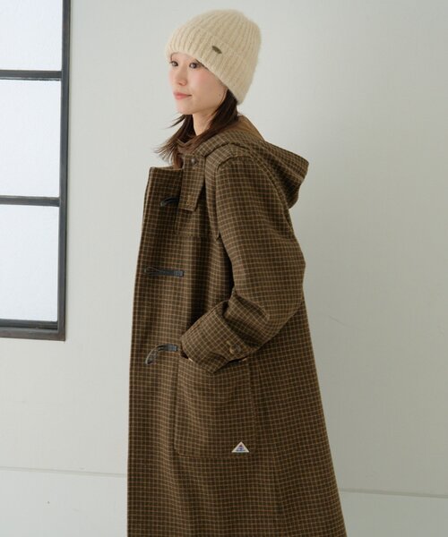 セール】【軽量で暖かい】【GEVACO】チェック柄ダッフルロングコート