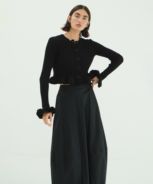 W FACE SHORT FRILLED KNIT TOPS（ニット/セーター）｜CLANE（クラネ