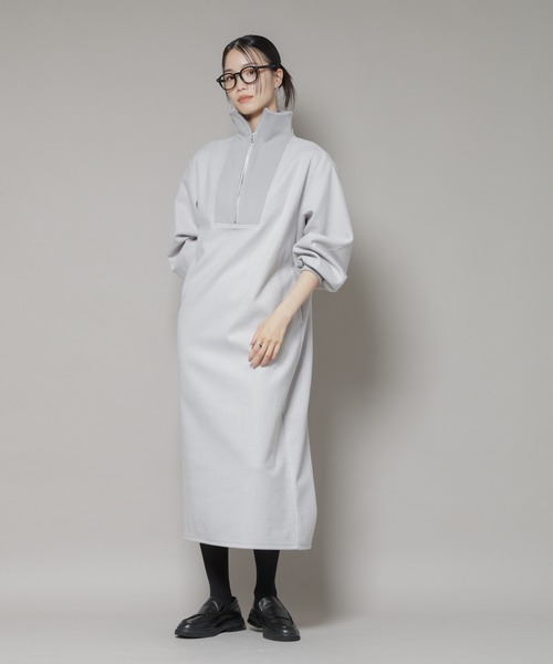 セール】圧縮起毛ハーフジップワンピース（ワンピース）｜NANO