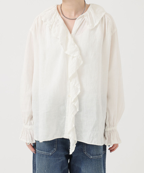 追加3》フレンチリネン フリルパフブラウス（シャツ/ブラウス